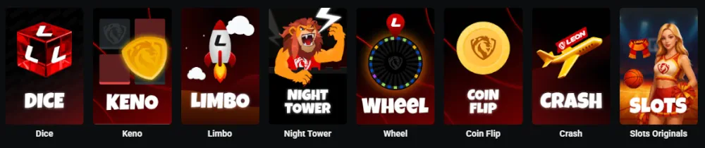 Leon originala spelutbud inklusive TĂ€rning, Keno och Limbo